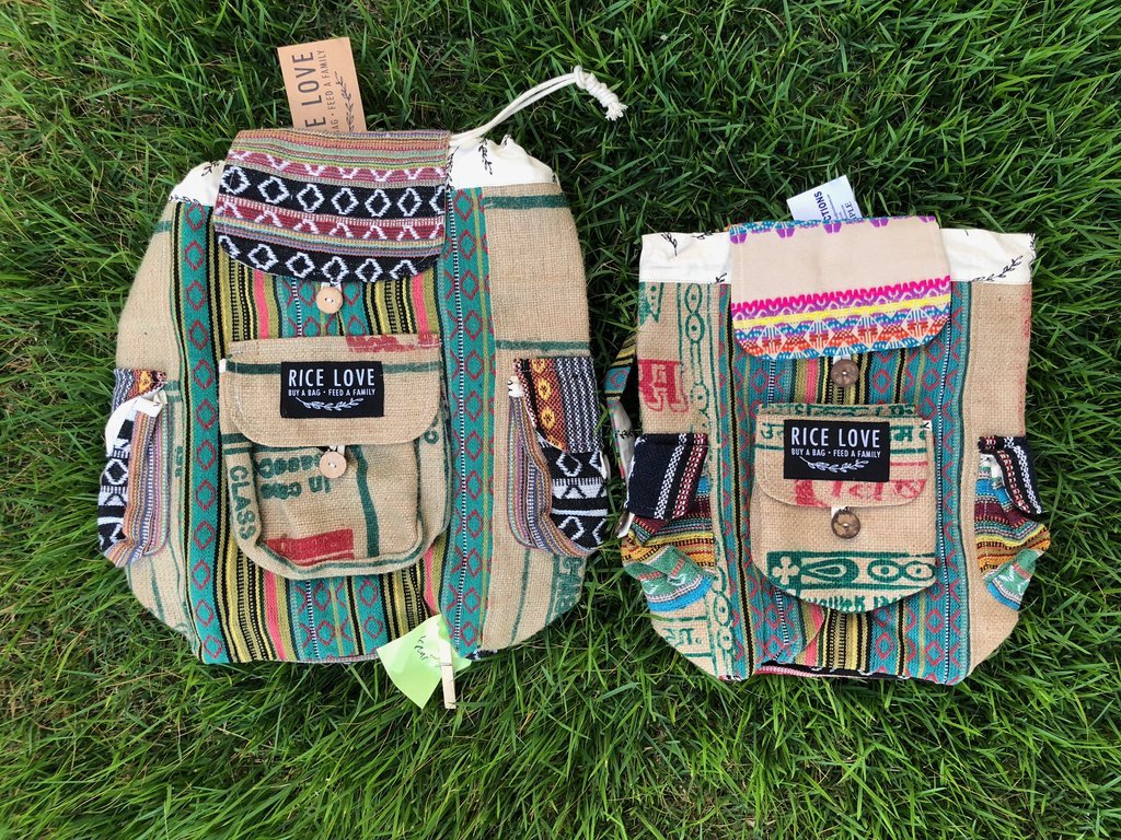 Mini Recycled Travel Backpacks - Rice Love