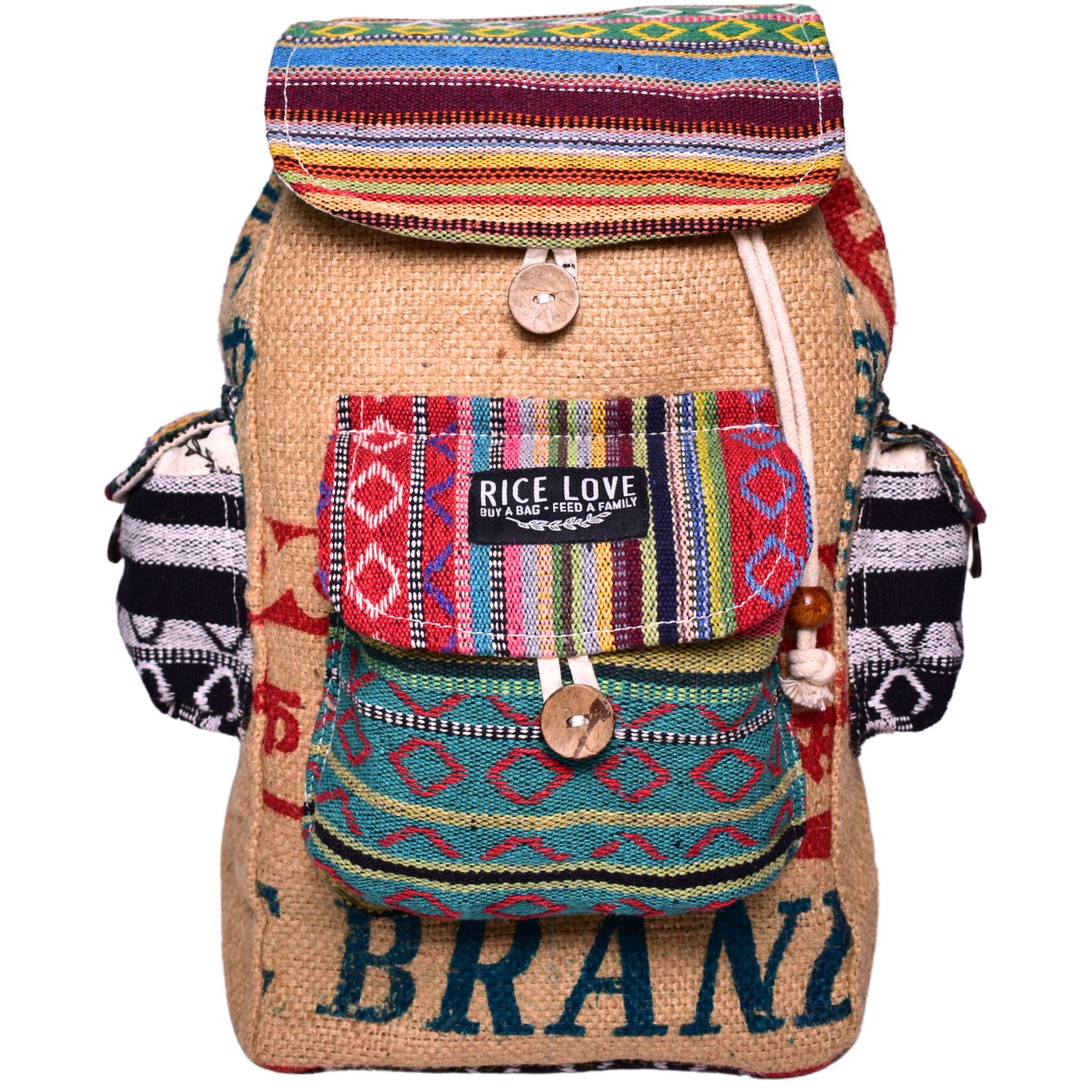 Mini Recycled Travel Backpack Agra Special – Rice Love