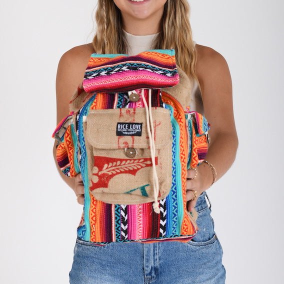 Recycled Travel Backpack - Rice Love