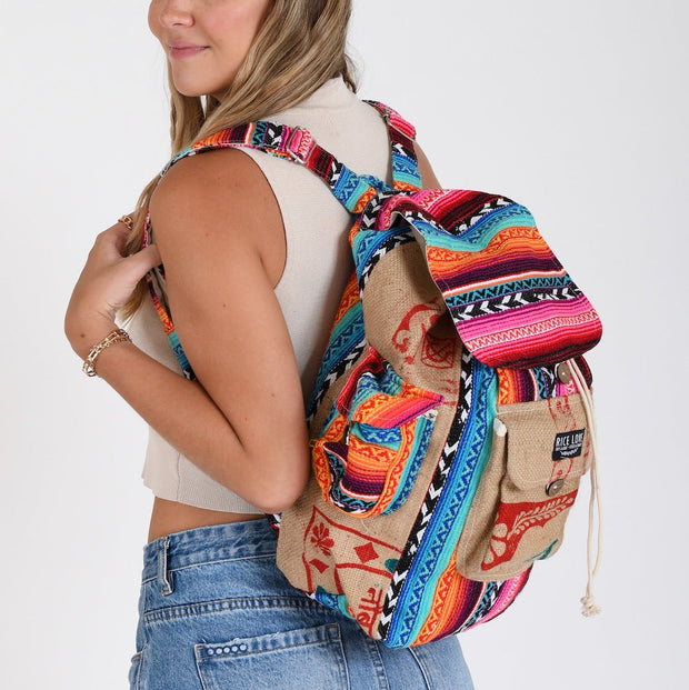 Recycled Travel Backpack - Rice Love