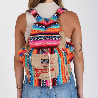 Recycled Travel Backpack - Rice Love