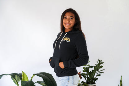 Hoodie - Eco - Fleece - Sunshine - Black - Rice Love