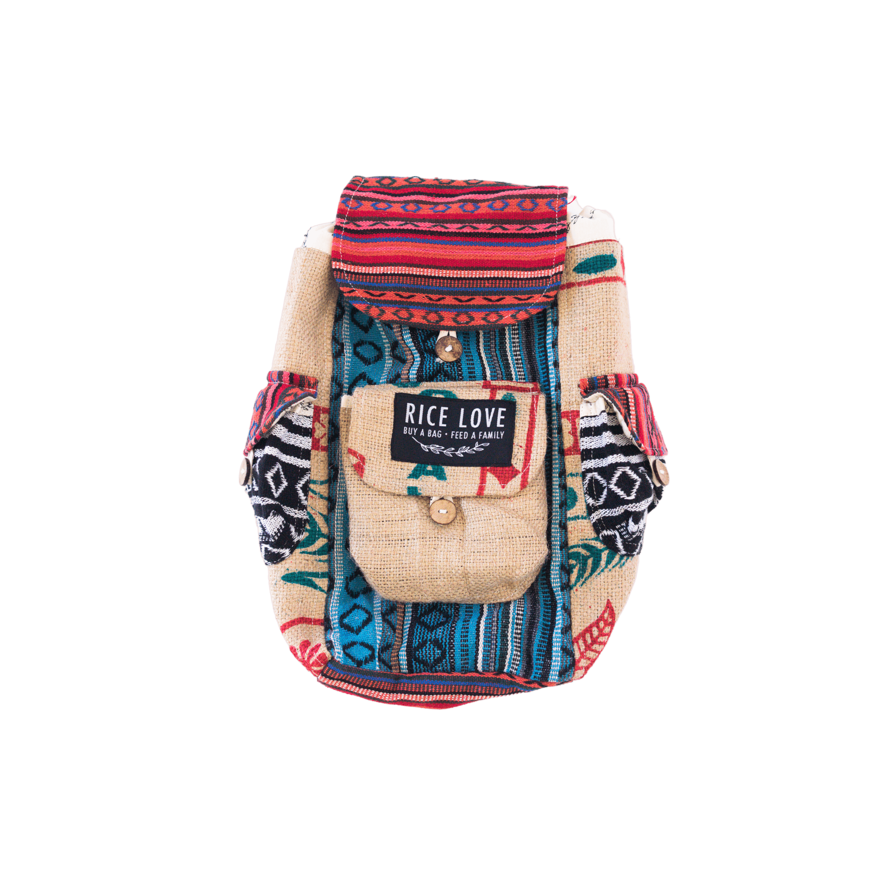 Mini Recycled Travel Backpack - Rice Love