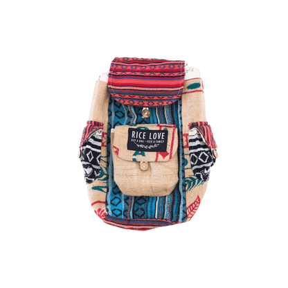 Mini Recycled Travel Backpack - Rice Love