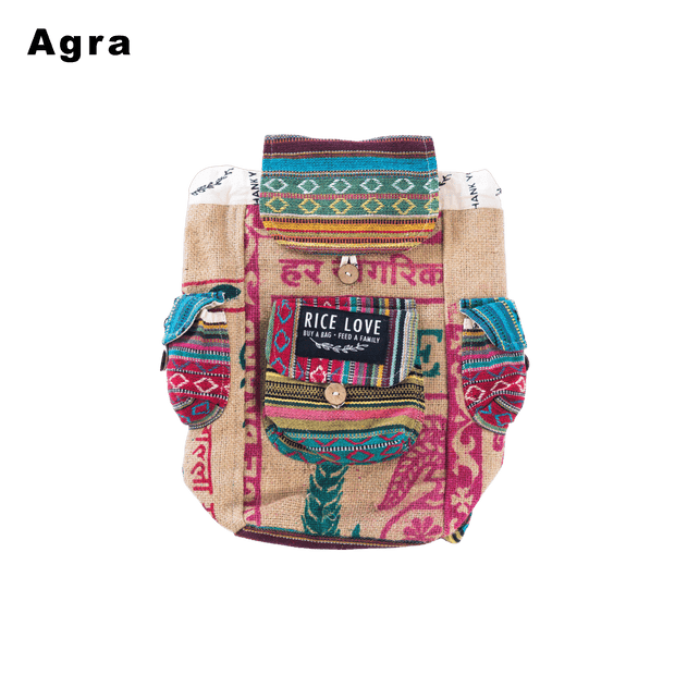 Mini Recycled Travel Backpack - Rice Love