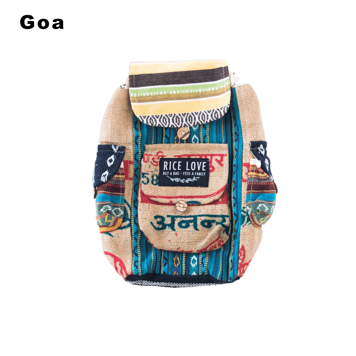 Mini Recycled Travel Backpack - Rice Love