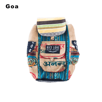 Mini Recycled Travel Backpack - Rice Love