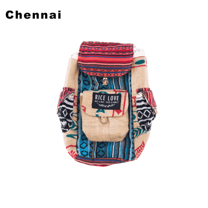 Mini Recycled Travel Backpack - Rice Love