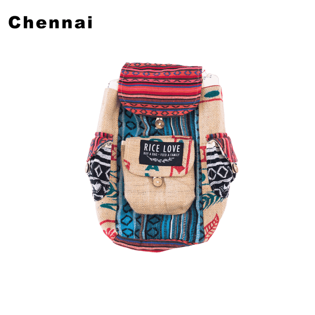 Mini Recycled Travel Backpack - Rice Love