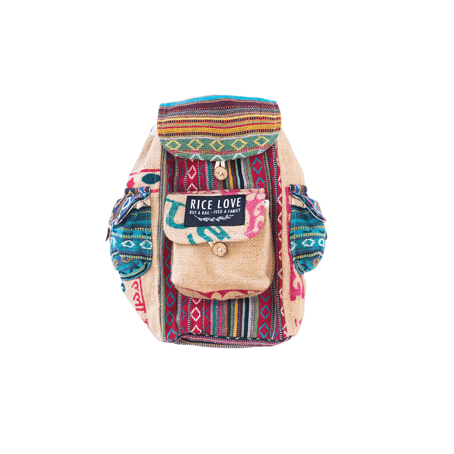 Mini Recycled Travel Backpack - Rice Love