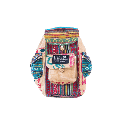 Mini Recycled Travel Backpack - Rice Love