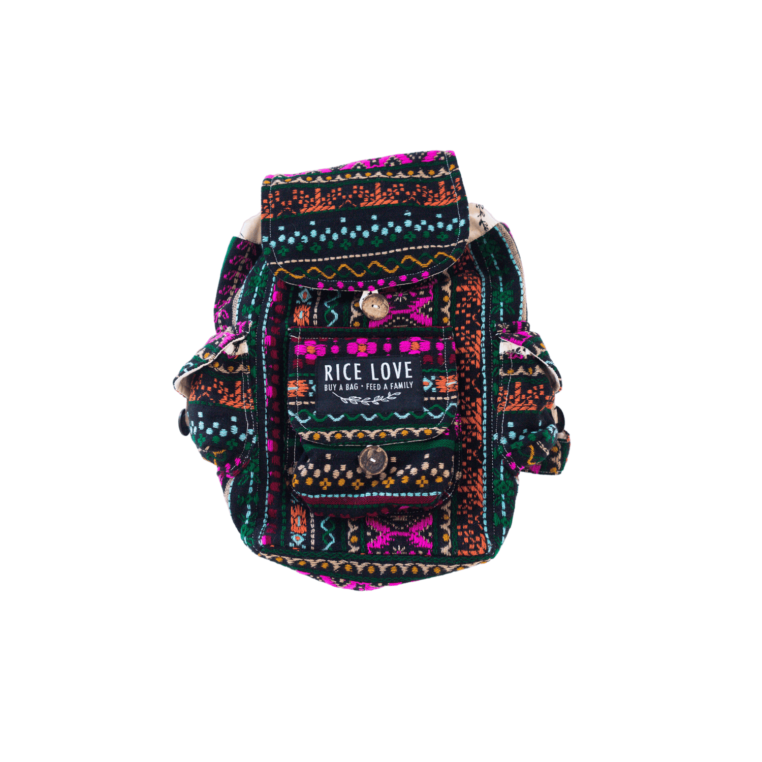 Mini Recycled Travel Backpack - Rice Love