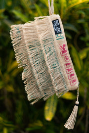 Recycled Fringe Clutch - Rice Love