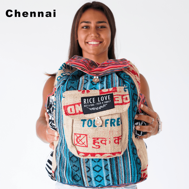 Recycled Travel Backpack - Rice Love