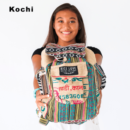 Recycled Travel Backpack - Rice Love