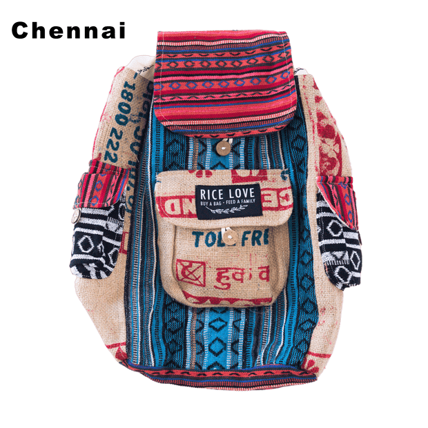 Recycled Travel Backpack - Rice Love