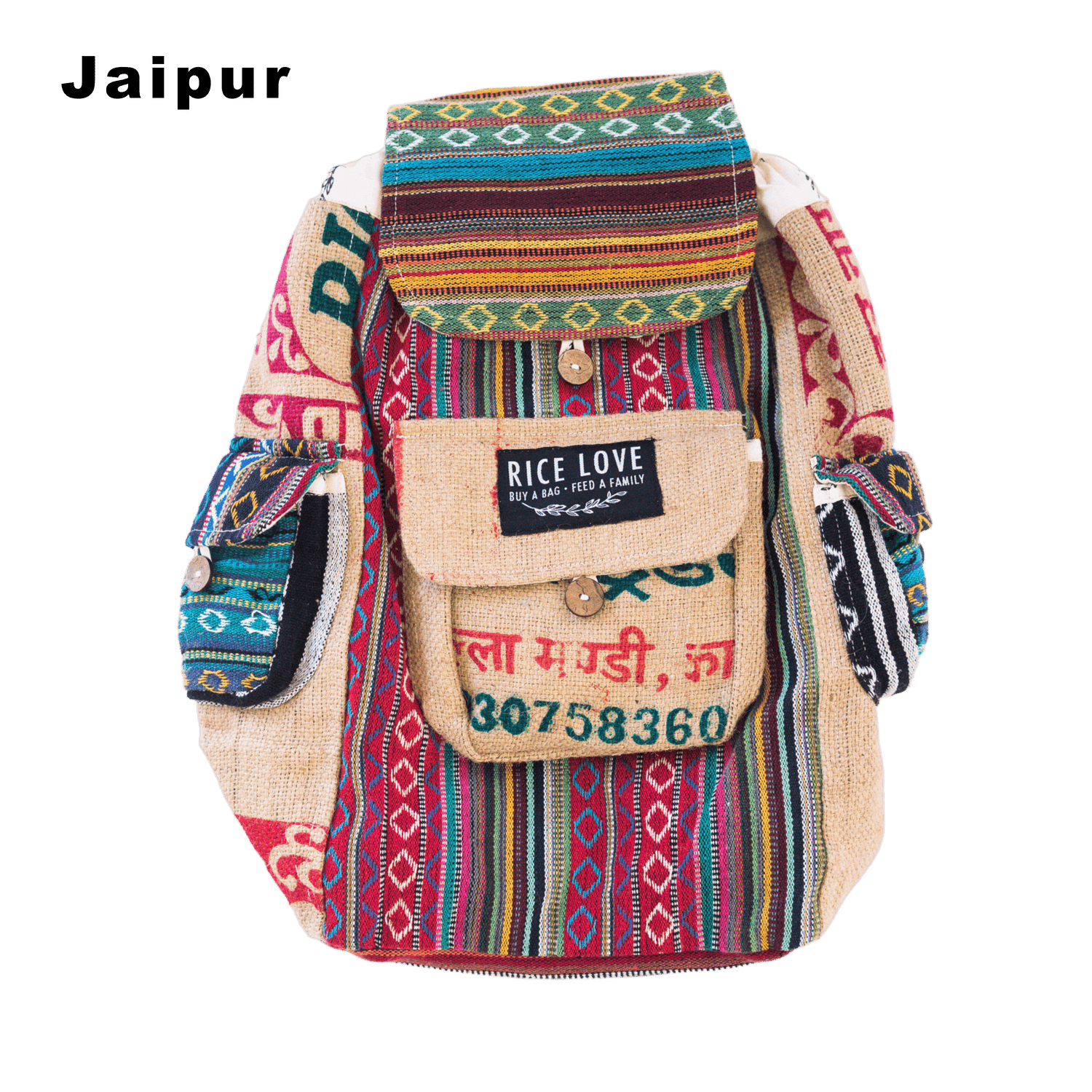 Recycled Travel Backpack - Rice Love