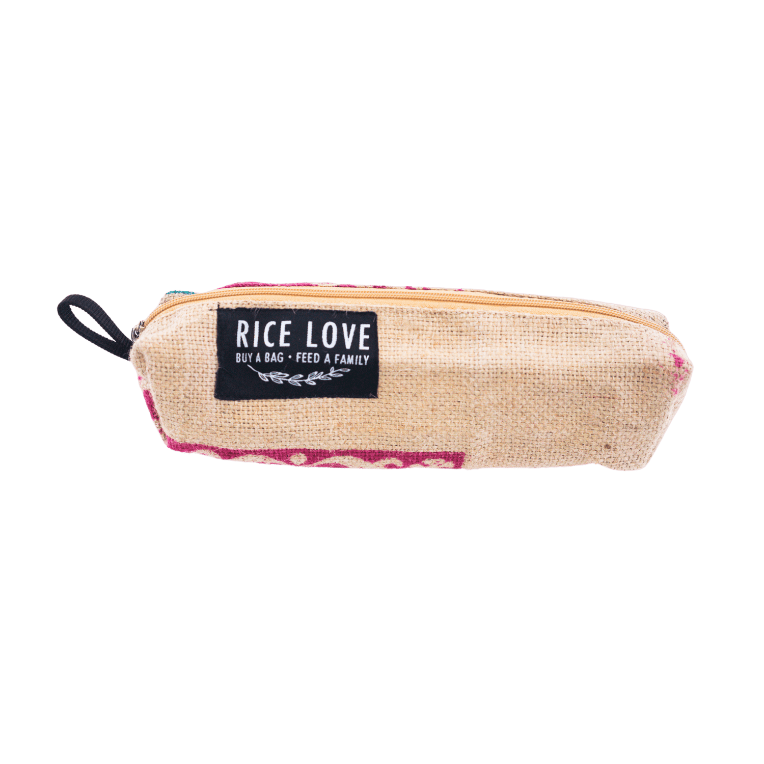 Recycled Zipper Pouch - Rice Love