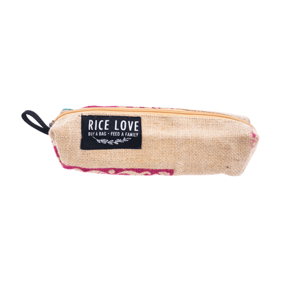 Recycled Zipper Pouch - Rice Love